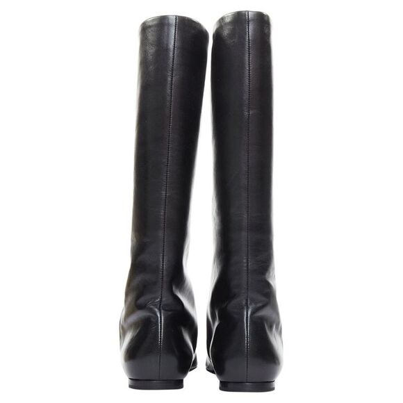 Pre Loved The Row Vintage Leather KneeHigh Square Toe Boots Women black | black - Picture 5 of 8